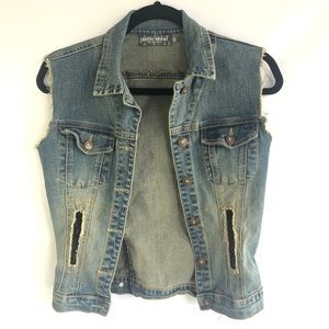 Bisou Bisou Blue Jean Yellow Wash Stretch Vest Size XS